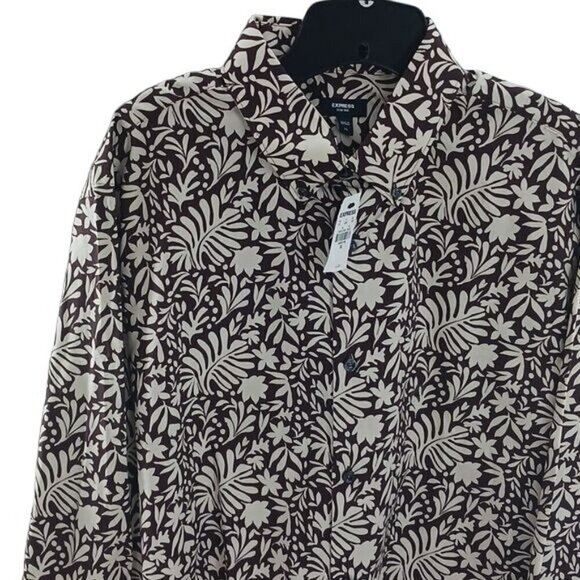 Express Slim Abstract Floral Print Stretch 1MX Dress Shirt Mens Size XL - Picture 4 of 6